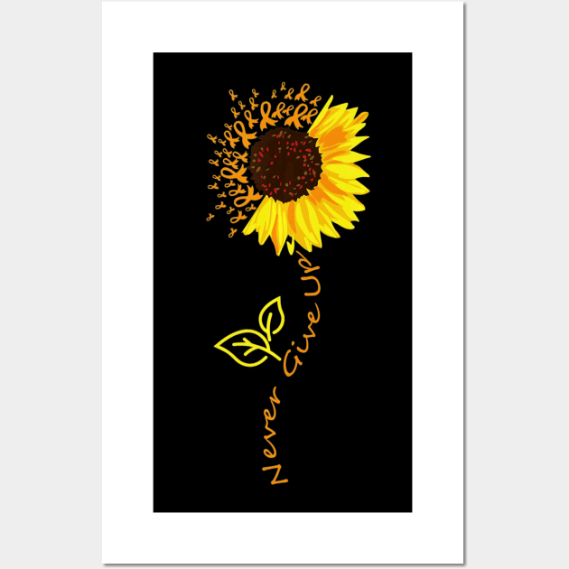 Sunflower Never Give Up Multiple Sclerosis Awareness Wall Art by aaltadel